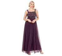 Maya Deluxe Ladies Womens Maxi Dress Wide Straps Sleevless Square Neckline Embellished for Wedding Guest Prom Vestido de Dama de Honor, Berry, 50 para Mujer