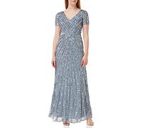 Maya Deluxe Maxi Womens Ladies Embellished Sequin Dress Long Short Sleeve V Neck High Empire Waist A Cut Shiny Prom Weddin Vestido de Dama de Honor para Mujer