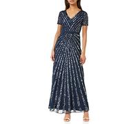 Maya Deluxe Maxi Womens Ladies Embellished Sequin Dress Long Short Sleeve V Neck High Empire Waist A Cut Shiny Prom Weddin Vestido de Dama de Honor para Mujer
