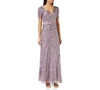 Maya Deluxe Maxi Womens Ladies Embellished Sequin Dress Long Short Sleeve V Neck High Empire Waist A Cut Shiny Prom Weddin Vestido de Dama de Honor para Mujer