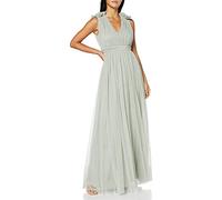 Maya Deluxe Maxivestido con Detalle de Volantes En Los Hombros Vestido de Dama de Honor, Lirio Verde, 42 para Mujer