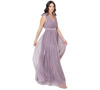 Maya Deluxe Maxivestido con Detalle de Volantes En Los Hombros Vestido de Dama de Honor, Moody Lilac, 42 para Mujer