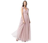 Maya Deluxe Maxivestido con Detalle de Volantes En Los Hombros Vestido de Dama de Honor, Rosa Esmerilado, 52 para Mujer