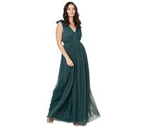 Maya Deluxe Maxivestido con Detalle de Volantes En Los Hombros Vestido de Dama de Honor, Verde Esmeralda, 46 para Mujer