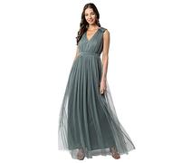 Maya Deluxe Maxivestido con Detalle de Volantes En Los Hombros Vestido de Dama de Honor, Verde Neblina, 36 para Mujer