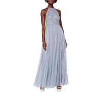 Maya Deluxe Blue Embellished Halter Neck Maxi Dress Vestido de Dama de Honor, Dusty Azul, 26 para Mujer