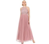 Maya Deluxe Womens Ladies Bridesmaid Maxi Dress Halter Neck Sequin Embellished Prom Graduation Wedding, Vestido de Dama de Honor Mujer, Vintage Rose,