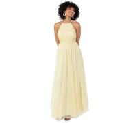 Maya Deluxe Womens Ladies Bridesmaid Maxi Dress Halter Neck Sequin Embellished Prom Graduation Wedding Vestido de Dama de Honor, Lemon, 50 para Mujer
