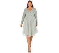 Maya Deluxe Maya Vestido Midi Adornado con La Parte Delantera de Deformación Falsa Dama de Honor, Lirio Verde, 48 para Mujer