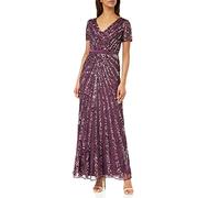 Maya Deluxe Pailletten Maxi Abendkleid Elegant für Hochzeit V-Ausschnitt A-linien-schnitt Brautjungfernkleid Vestido de la Dama de Honor, Berry, 36 De Las Mujeres