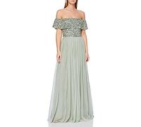 Maya Deluxe Women's Misty Bardot Embellished Maxi Dress Bridesmaid Vestido de Dama de Honor, Green Lily, 34 para Mujer