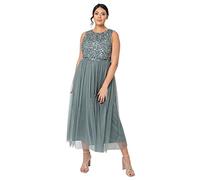 Maya Deluxe Vestido Midaxi Adornado Dama de Honor, Verde neblina, 38 para Mujer