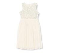 Maya Deluxe Vestido Midi para niñas con Lentejuelas adornadas para Fiesta, tutú, Damas de Honor, Boda con Lazo para cinturón, Marfil, 5-6 Años