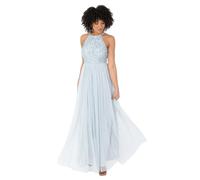 Maya Deluxe Womens Ladies Bridesmaid Maxi Dress Halter Neck Sequin Embellished Prom Graduation Wedding Vestido de Dama de Honor, Ice Blue, 38 para Mujer