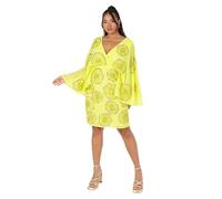 Maya Deluxe Women's Ladies Midi Dress Cape Sleeve Plunge V-Neck Knee-Length Floral Embellished A-Line for Wedding Guest Occasion Vestido, Lime Green, 36 para Mujer