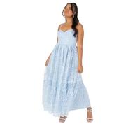 Maya Deluxe Women's Ladies Midi Dress Sleeveless V-Neck Cami Sequin Embellished Embroidered Ruffles for Wedding Guest Prom Ball Gown Vestido, Blue, 40 para Mujer