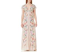 Maya Deluxe Womens Maxi Dress Ladies Embroidered Button Front Split Tea Dess for Wedding Guest Bridesmaid Evening Prom Occasion, Vestido Mujer, Multi,
