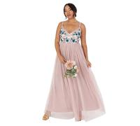 Maya Deluxe Women's Maxi Dress Ladies Sleeveless Plunge V-Neck Cami Floral Sequin Embellished Tulle A-Line for Occasion Ball Gown Vestido, Frosted Pink, 44 para Mujer