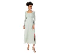 Maya Deluxe Women's Midaxi Dress Ladies Long Sheer Sleeve Square Neck Sequin Embellished Split Empire Waist A-Line Wedding Guest Vestido, Mint Green, 40 para Mujer