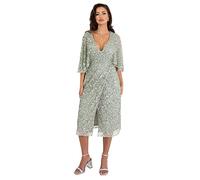 Maya Deluxe Womens Midi Ladies Sequin Embellished Cape Sleeve Wrap Dress for Wedding Guest Bridesmaid Cocktail Prom Evening Vestido, Green Lily, 54 para Mujer