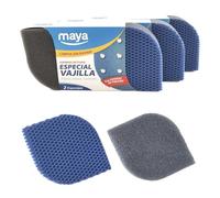 MAYA Estropajo EVO para Vajillas. Limpia sin Rayar. No Deja Restos de Comida. Lavables en Lavavajillas y Lavadora. Dimensiones 12x8,5x2,5 cm Pack de 6 Estropajos (Azul)