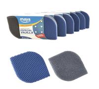 MAYA Estropajo EVO para Vajillas. Limpia sin Rayar. No Deja Restos de Comida. Lavables en Lavavajillas y Lavadora. Dimensiones 12x8,5x2,5 cm Pack de 12 Estropajos (Azul)