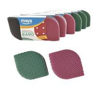 MAYA Estropajo EVO para WC. Limpia sin Rayar. Sirve para Todas Las Superficies. Lavable en Lavadora. Dimensiones 12x8.5x2.5 cm. Pack de 12 Estropajos. (Rosa y Verde)