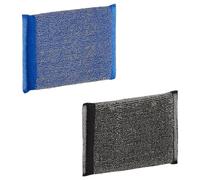 MAYA Estropajo INOX. para Cocina y Acero Inoxidable. Limpia sin Rayar. No Deja Restos de Fibras. Dimensiones 13x9 cm. Pack de 2 Estropajos (Azul y Negro)