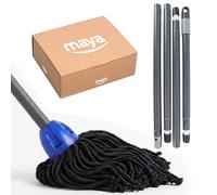 Maya - Set de Limpieza para el Hogar 2 en 1, Fregona MAX Pro Hilo 100% Microfibra y Palo de Escoba Desmontable con 4 Secciones (1,4 m) | Kit para Suelos Lisos de Parqué, Gres, Mármol y Vinílicos