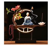 MAYABI Quemador de incienso, luz de noche LED, decoración del hogar, cerámica + hierro