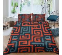 Mayan Patterns, Solid Thick Lines and Shapes Funda De Edredón 3D,Juego De Cama De,y Fundas De Almohada Suave Transpirable Microfibra,3 Piezas para Niñas Y Niños King（220x240cm）