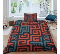 Mayan Patterns, Solid Thick Lines and Shapes Juego De Ropa De Cama De 3 Piezas,3D Impresión Funda De Edredón Microfibra Funda Nórdica Y Funda De Almohada Single（135x200cm）