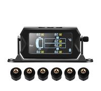 MAYANGYANG Tpms Camión Solar inalámbrico del Coche de la Alarma Digitaces con el Sistema supervisión presión los neumáticos 6 sensores externos