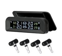 MAYANGYANG Tpms Sistema de Alarma presión neumáticos for automóvil inalámbrico con Carga Solar y medidor Pantalla en Tiempo Real Conectado al Vidrio(Built-in sensors)