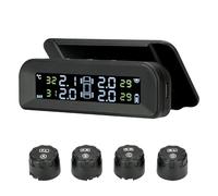 MAYANGYANG Tpms Sistema de supervisión presión neumáticos Coche Inteligente, Pantalla Reloj Digital Solar, Sistema Alarma Seguridad Temperatura(T588External sensors)