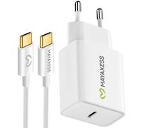 Mayaxess, Cargador de pared de 20W para Galaxy S25 + Cable USB-C de 1m