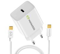 Mayaxess, Cargador de pared para Galaxy S25 FE 20W + Cable USB-C de 1m