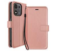 Mayaxess Funda Cartera para Honor 600 Smart con Soporte Vídeo y Correa, Oro rosa