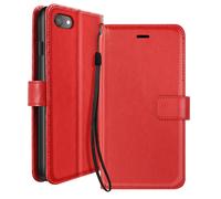 Mayaxess Funda Libro para iPhone SE 2020 / 2022 con Correa y Soporte Video, Rojo