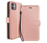 Mayaxess Funda Monedero para iPhone 11 con Correa y Soporte de Vídeo, Oro rosa