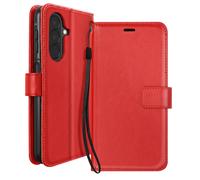 Mayaxess Funda Monedero para Samsung Galaxy A27 con Correa y Soporte Video, Rojo