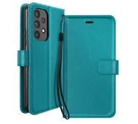 Mayaxess Funda Tarjetero para Galaxy A53 5G con Soporte Vídeo y Correa, Turquesa