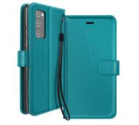 Mayaxess Funda Tarjetero para Galaxy S20 FE con Soporte Vídeo y Correa, Turquesa