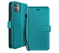 Mayaxess Funda Tarjetero para iPhone 11 con Soporte Vídeo y Correa, Turquesa