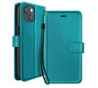 Mayaxess Funda Tarjetero para iPhone 13 con Soporte Vídeo y Correa, Turquesa