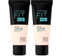 MAYBELLINE Base de maquillaje, Tubo Líquido, Color 102 Fair, 30 ml (Paquete de 2)