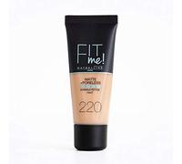 MAYBELLINE Fit Me Base de Maquillaje Mate, Sin Poros, Color 220 Beige Natural, 30 ml (Paquete de 1)