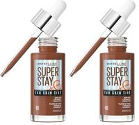Maybelline New York,Base de maquillaje enriquecida con Vitamina C, Hasta 24H, Acabado luminoso, Superstay Skin Tint, Tono 66 (Paquete de 2)