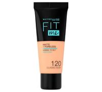 Maybelline New York Base de Maquillaje Fit Me Matte & Poreless, 120 Ivory | Textura Fluida, Acabado Mate, Efecto Minimiza Poros, Para Piel Normal a Grasa, Fit Me