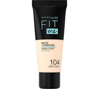 Maybelline New York, Base de Maquillaje que Calca a tu Tono Fit me! Mate y Afinaporos, Color: 104 Soft Ivory